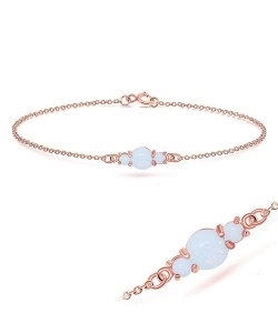 Rose Gold Plated Multiple Opal Silver Bracelet BRS-231-RO-GP